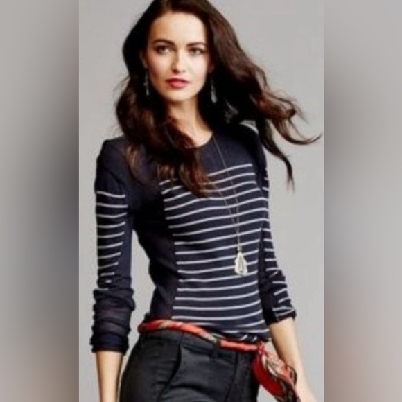 CAbi Regiment Stripe Pullover Lightweight Sweater Blue sizes multiple EUC 3367 - Picture 4 of 5